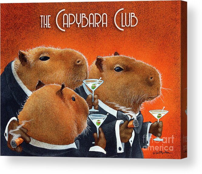 Bar Art Acrylic Print featuring the painting Capybara Club by Will Bullas