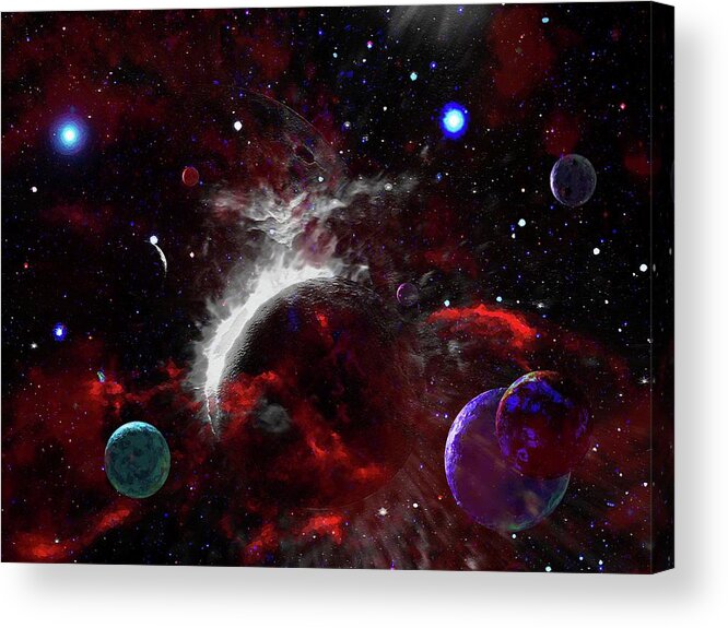  Acrylic Print featuring the digital art Cataclysm of Planets by Don White Artdreamer