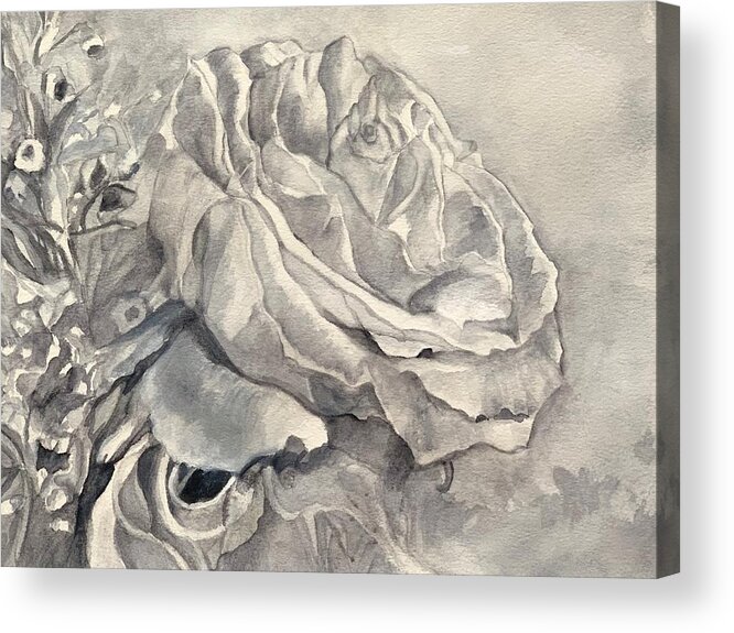 White Rose Acrylic Print featuring the painting Celebration of Life by Juliette Becker