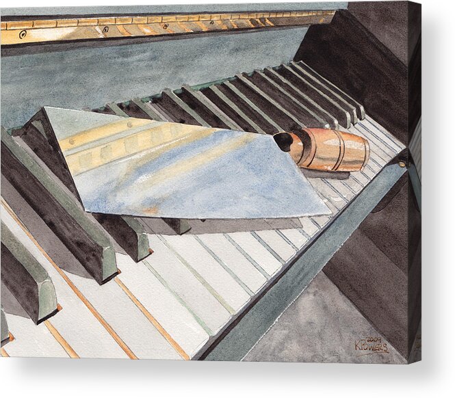 Piano Acrylic Print featuring the painting Chopstix by Ken Powers