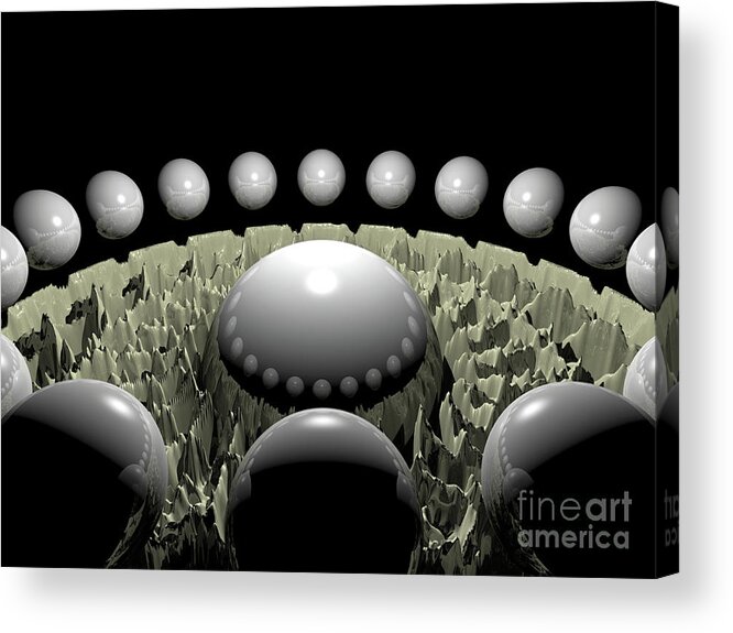 Three Dimensional Acrylic Print featuring the digital art Circle of 3D Spheres by Phil Perkins