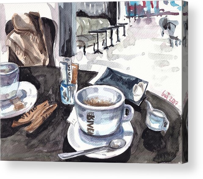 Coffee Acrylic Print featuring the painting Coffee Break by George Cret