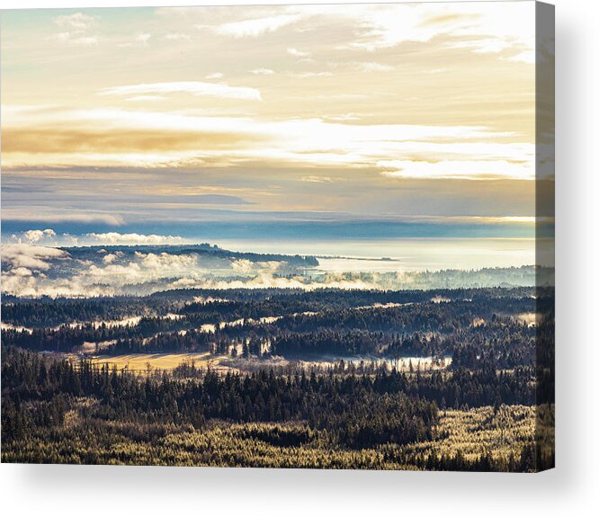 Landscapes Acrylic Print featuring the photograph Comox Valley Morning Mist by Claude Dalley