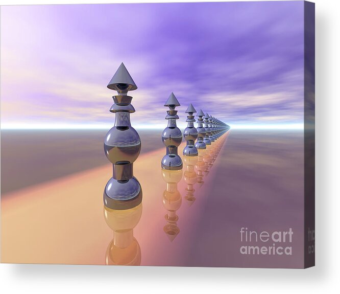 Cones Acrylic Print featuring the digital art Conical Geometric Progression by Phil Perkins
