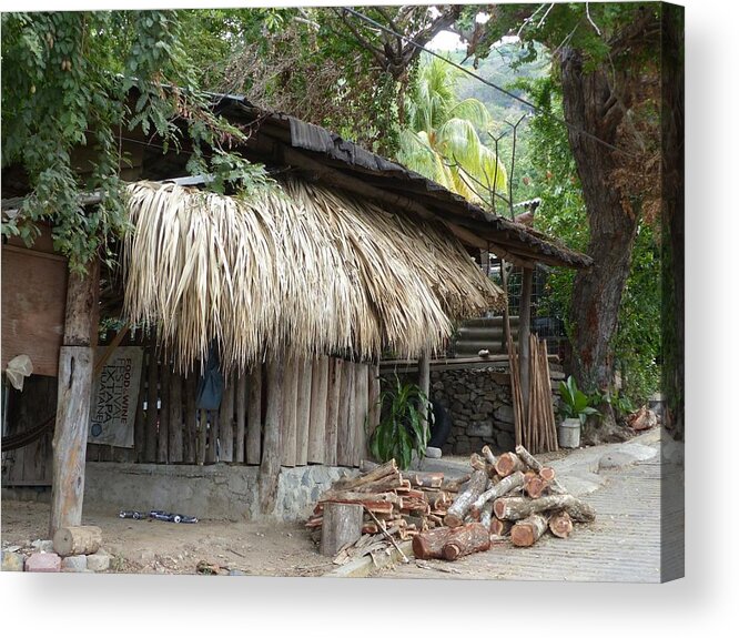 Zihuatanejo Acrylic Print featuring the photograph Corner House in Zihuatanejo by Rosanne Licciardi
