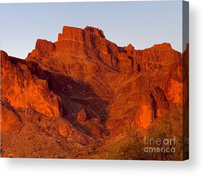 Cougar Shadow Catching Its Prey On The Superstition Mountains Acrylic Print featuring the digital art Cougar Shadow Catching Its Prey On The Superstition Mountains by Tammy Keyes