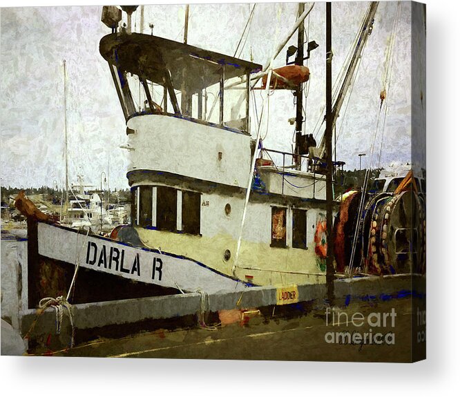 Boats Acrylic Print featuring the digital art Darla R. by Rebecca Langen