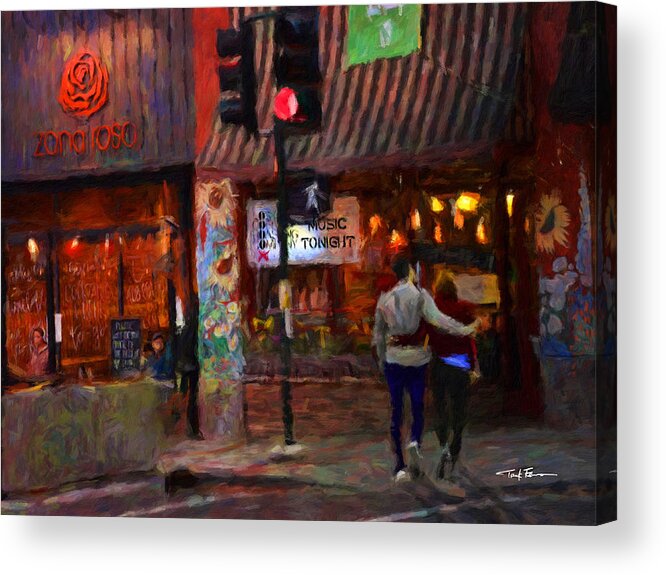 Cityscape Acrylic Print featuring the painting Date Night, Los Gatos, California by Trask Ferrero