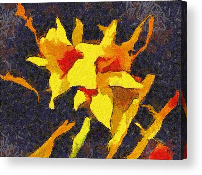 Lily Acrylic Print featuring the mixed media Daylilies at Night by Christopher Reed