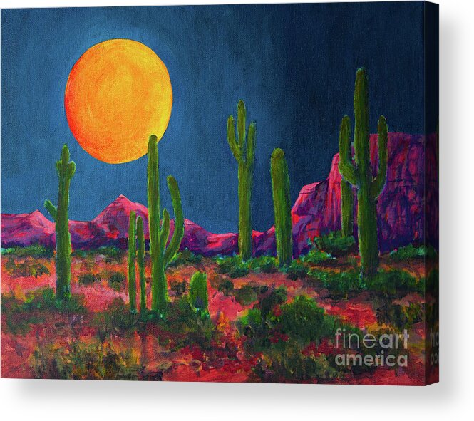 Art Acrylic Print featuring the painting Desert in Moonlight by Jeanette French