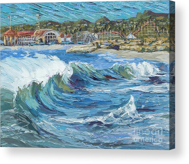 Ocean Acrylic Print featuring the painting Devdutt's Wave by PJ Kirk