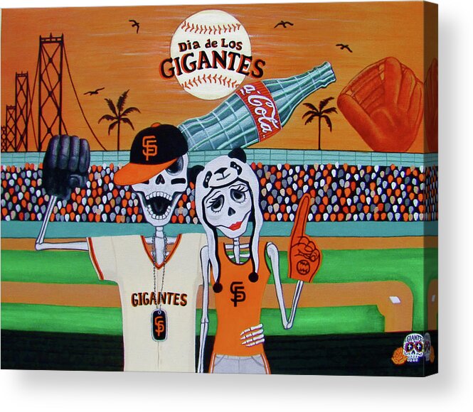Dia De Los Muertos Acrylic Print featuring the painting Dia de Los Gigantes by Evangelina Portillo
