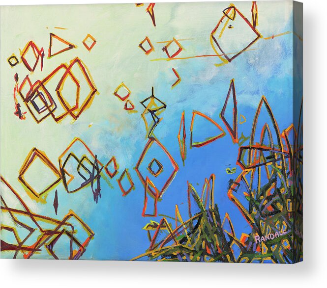 Reeds Acrylic Print featuring the painting Diamond Reflections by David Randall