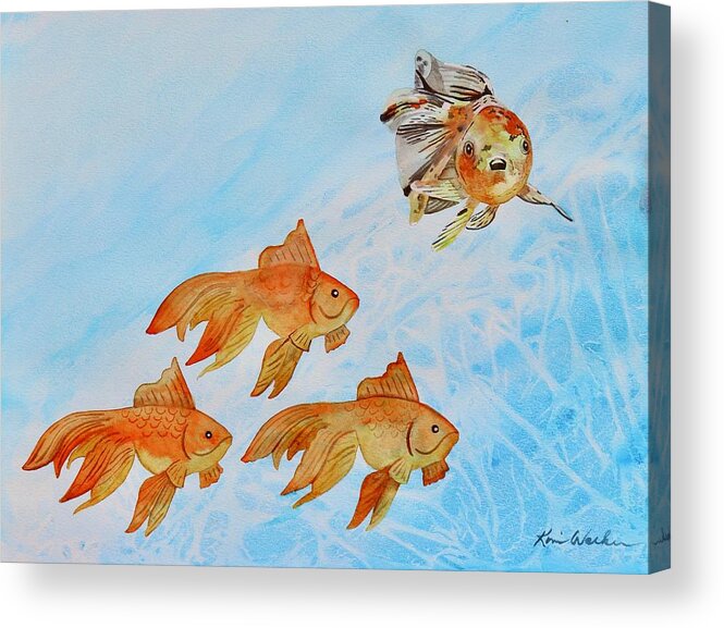 Koi Acrylic Print featuring the painting Different Watercolor by Kimberly Walker