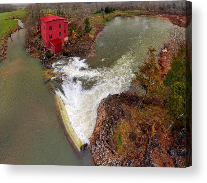 Red Acrylic Print featuring the photograph Dillards MIll State Historic Site by Robert Charity