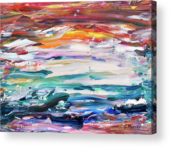 Seascape Acrylic Print featuring the painting Distant Orca by Teresa Moerer