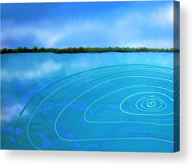 Water View Acrylic Print featuring the painting Drop in the ocean by Joan Stratton