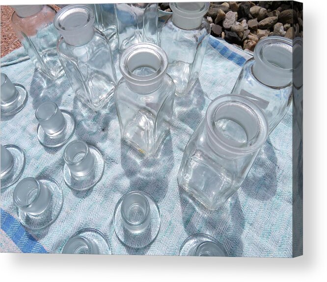 Glass Acrylic Print featuring the photograph Drying Glass Jars by Keiko Richter