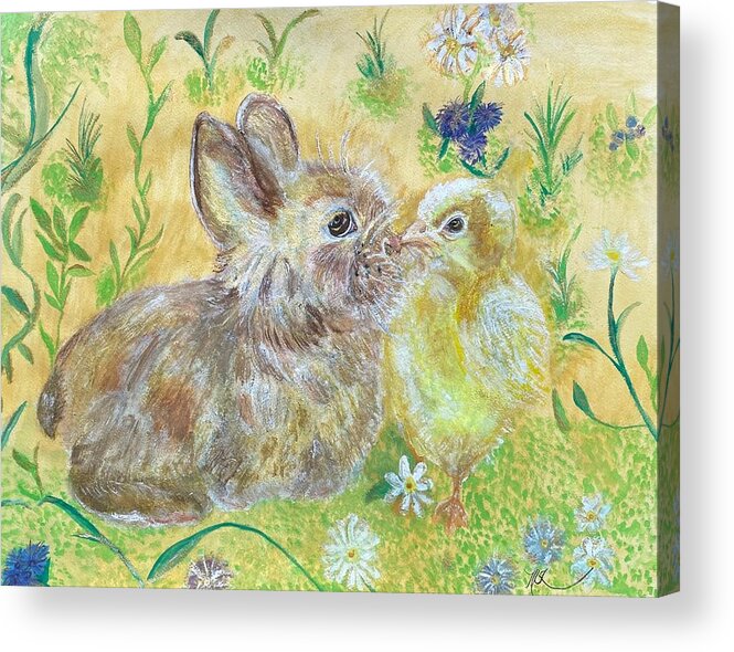 Bunny Acrylic Print featuring the painting Easter Garden by Melody Fowler