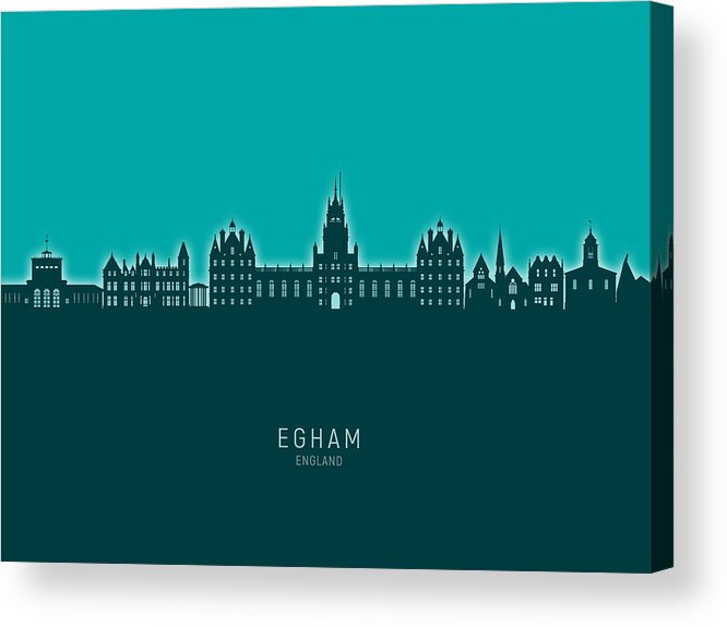 Egham Acrylic Print featuring the digital art Egham England Skyline #56 by Michael Tompsett