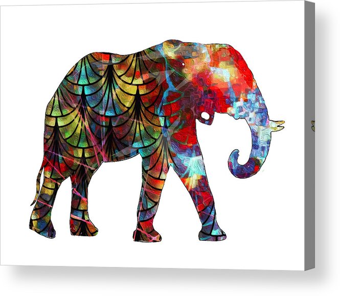 Elephant Acrylic Print featuring the digital art Elephant Silhouette 2 by Eileen Backman