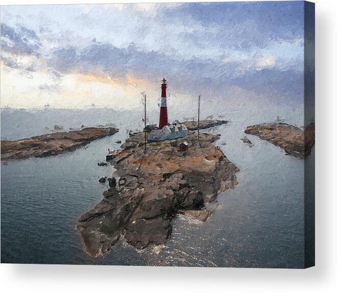 Lighthouse Acrylic Print featuring the digital art Faerder lighthouse II by Geir Rosset