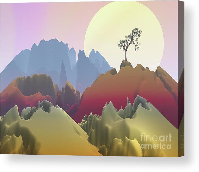 Fantasy Landscape Acrylic Print featuring the digital art Fantasy Mountain by Phil Perkins