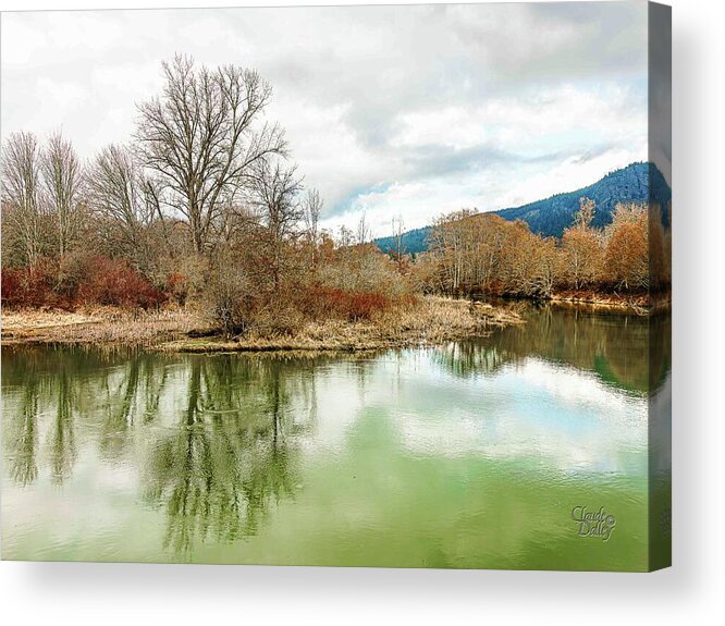 Landscapes Acrylic Print featuring the pyrography February Reflections by Claude Dalley