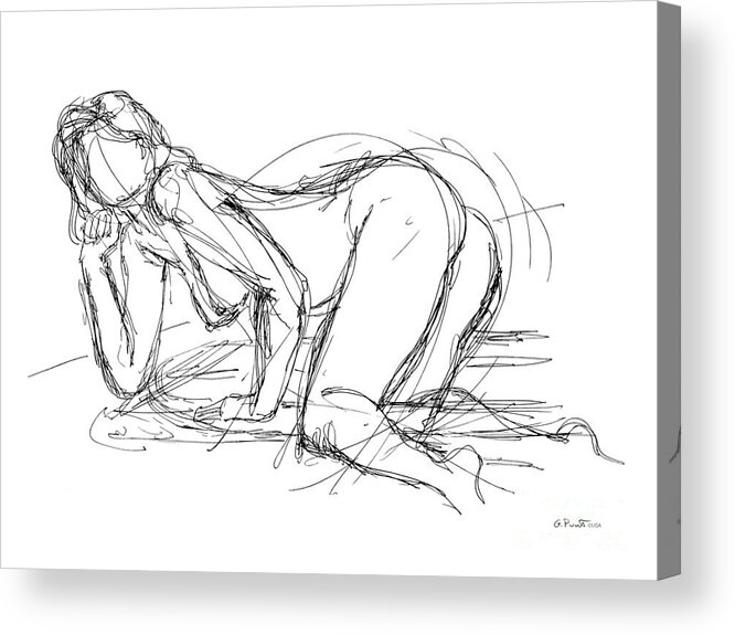 Female Erotic Drawings Acrylic Print featuring the drawing Female Erotic Sketches 2 by Gordon Punt