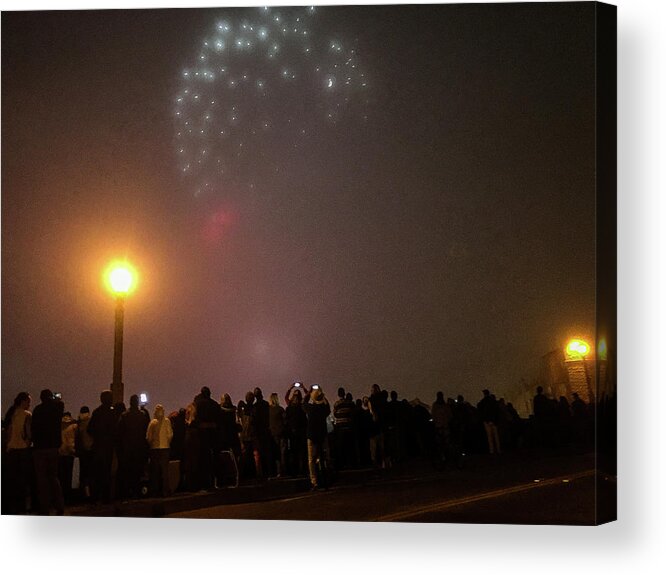 Jennifer Kane Webb Acrylic Print featuring the photograph Fireworks Over Capitola by Jennifer Kane Webb
