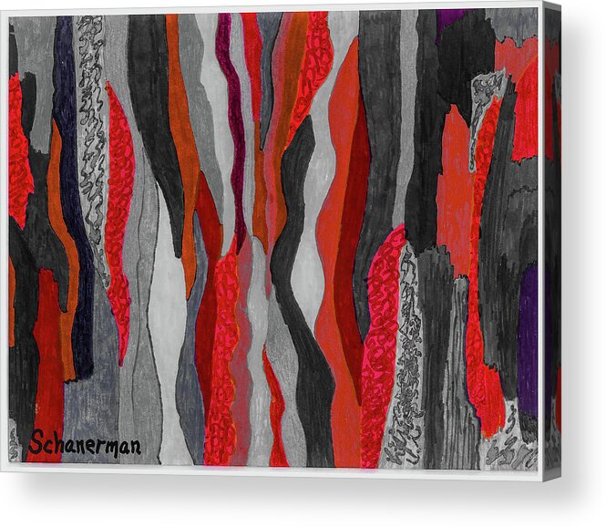 Original Painting Acrylic Print featuring the painting Flames Of Fire by Susan Schanerman