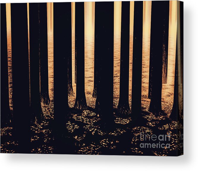 Surreal Acrylic Print featuring the digital art Forest of Orange by Phil Perkins