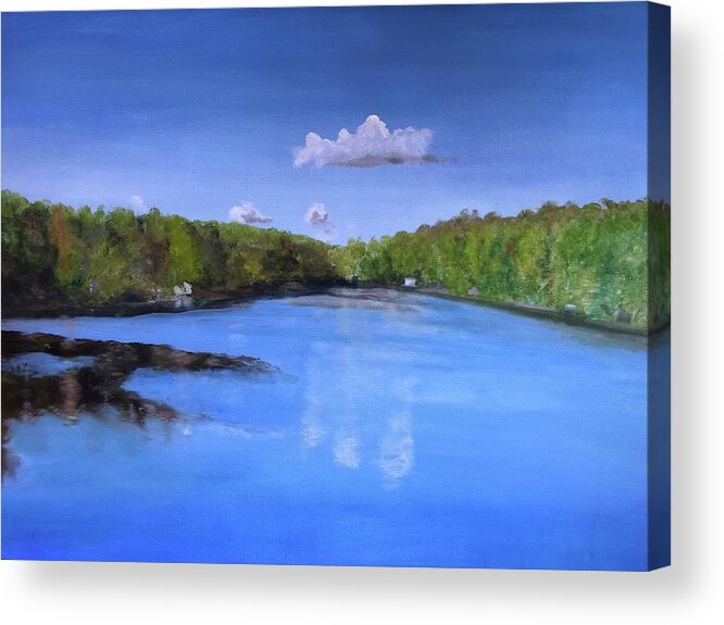 Lake Acrylic Print featuring the painting Fox Lake by Kate Conaboy