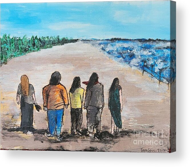  Acrylic Print featuring the painting The Girls Weekend at the Beach by Mark SanSouci