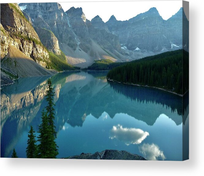 Alberta Acrylic Print featuring the photograph Glassy Moraine Lake by Tanya White