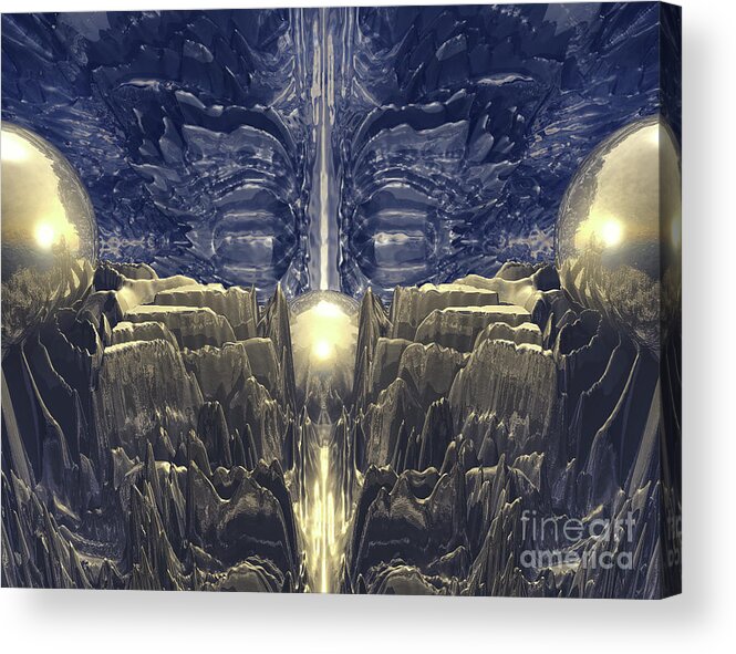Digital Art Acrylic Print featuring the digital art Golden Fractal Environment by Phil Perkins