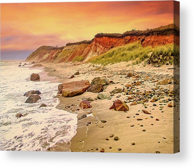 Aquinnah Acrylic Print featuring the photograph Golden Sunset on Martha's Vineyard by Mitchell R Grosky