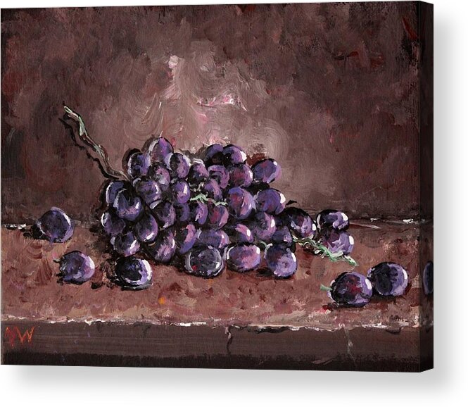 Still Life Acrylic Print featuring the painting Grapes by Megan Walsh