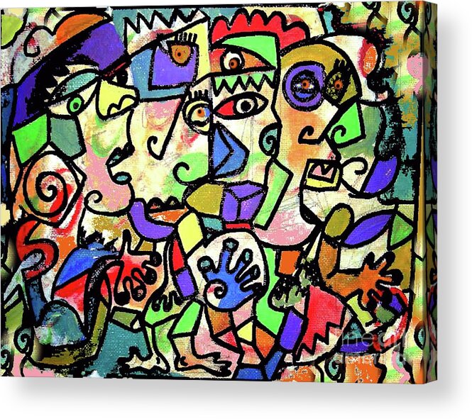 Sandra Silberzweig Acrylic Print featuring the painting Gratification Gathering Stampede by Sandra Silberzweig