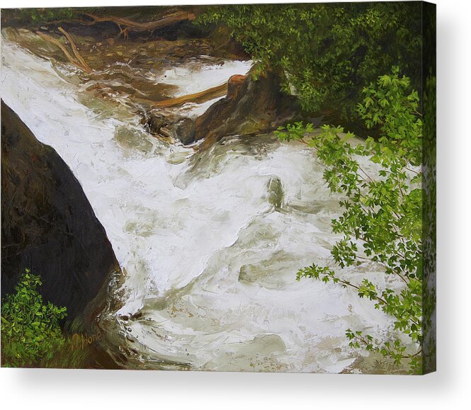 Grizzly Creek Acrylic Print featuring the painting Grizzly Creek Spring Melt #2 by Hone Williams