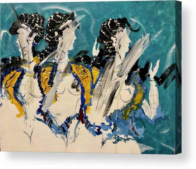 Minos Acrylic Print featuring the painting Gyneknossos by Bethany Beeler