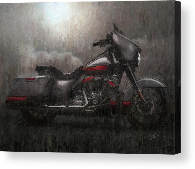Motorcycle Acrylic Print featuring the painting Harley-Davidson STREET GLIDE grey Motorcycles by Vart by Vart