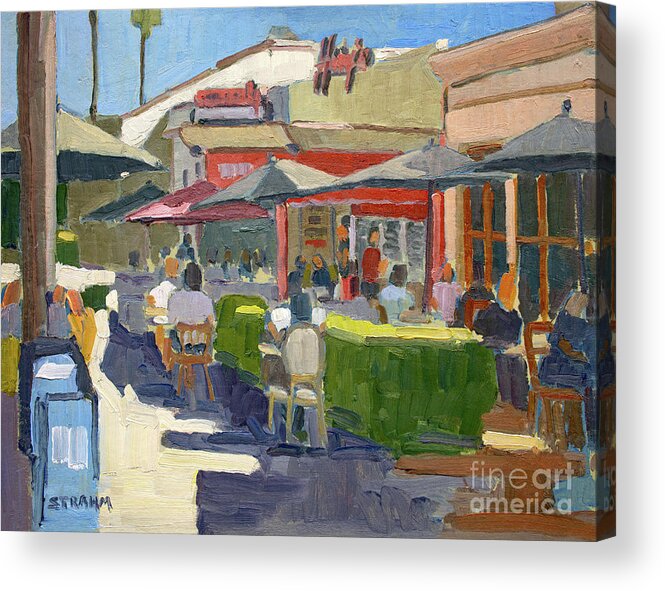 Harry's Coffee Shop Acrylic Print featuring the painting Harry's Coffee Shop - La Jolla, San Diego, California by Paul Strahm