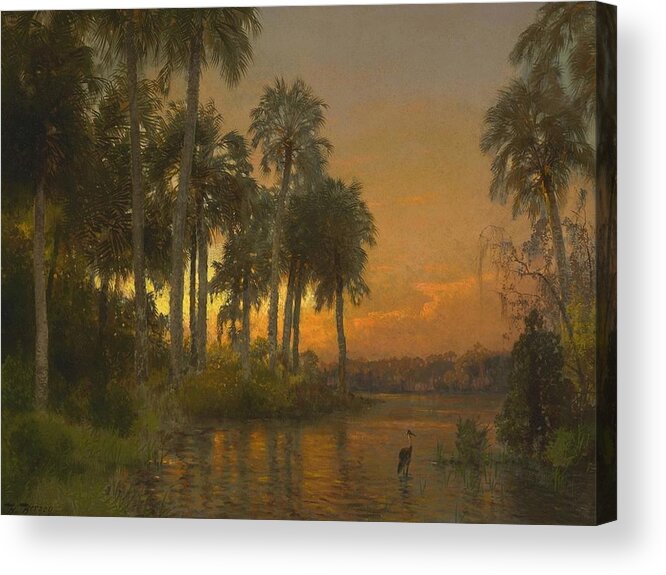  Acrylic Print featuring the painting Hermann Ottomar Herzog - Florida Sunset by Les Classics