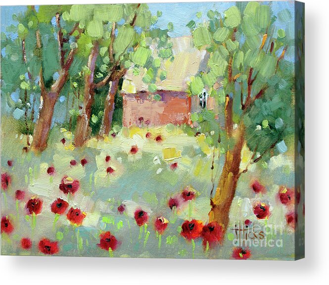 Impressionism Acrylic Print featuring the painting Hidden Cottage Poppies by Joyce Hicks