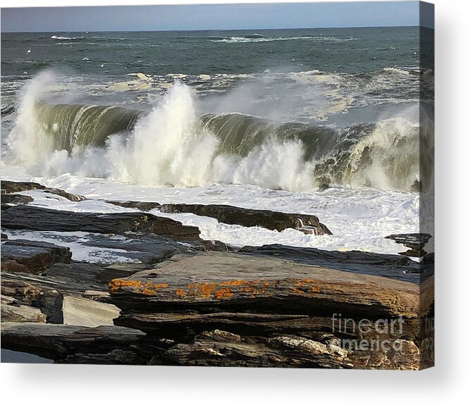 Winter Acrylic Print featuring the photograph High Surf Cape Elizabeth by Jeanette French