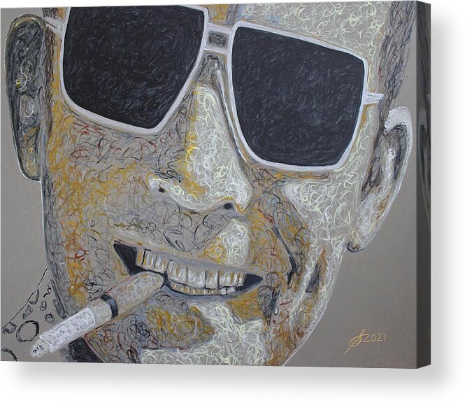 Hunter Thompson Acrylic Print featuring the painting Hunter S Thompson by Sol Luckman