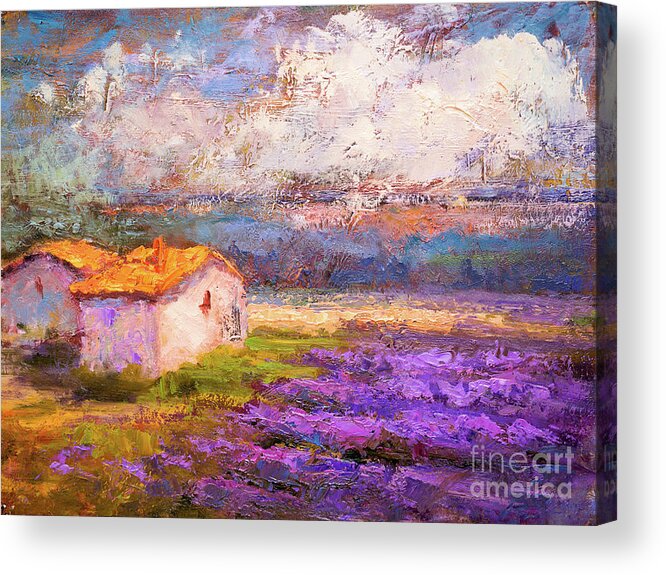  Building Acrylic Print featuring the painting In the midst of Lavender by Radha Rao