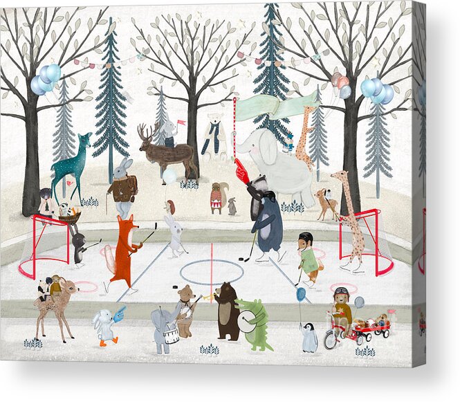 Ice Hockey Acrylic Print featuring the painting Ice Hockey Time by Bri Buckley