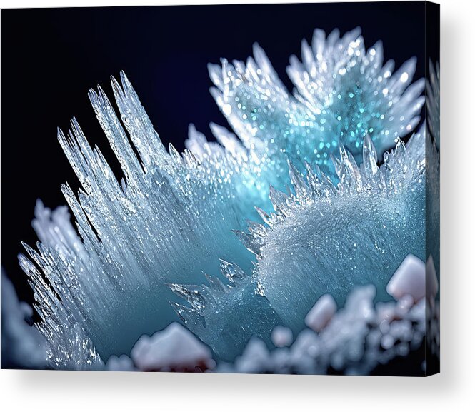 Abstract Photography Acrylic Print featuring the photograph Icy Bloom in Blue Twilight by Jordi Carrio Jamila